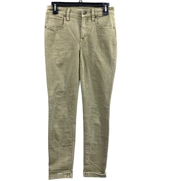 Madewell Skinny Jeans Womens 26 Green Stretch Pockets Zipper 9" High Rise Denim - Picture 1 of 15